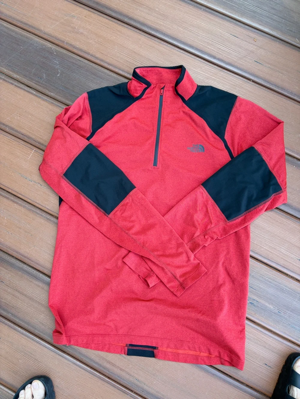 The North Face Red and Black Lightweight Quarter-Zip Shirt Jacket